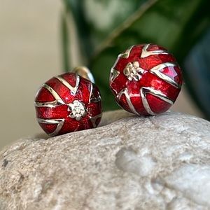Sterling Silver and red enamel cufflinks
